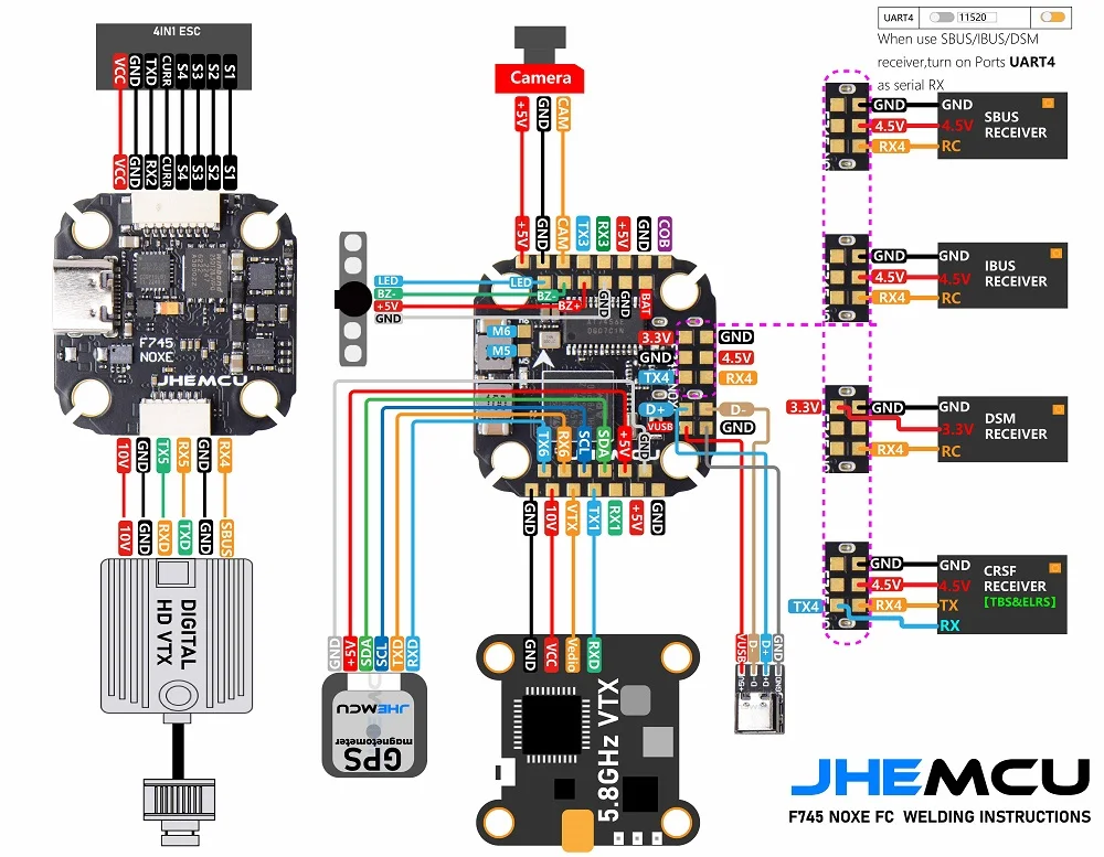 JHEMCU 60A mini 4-in-1 ESC stack