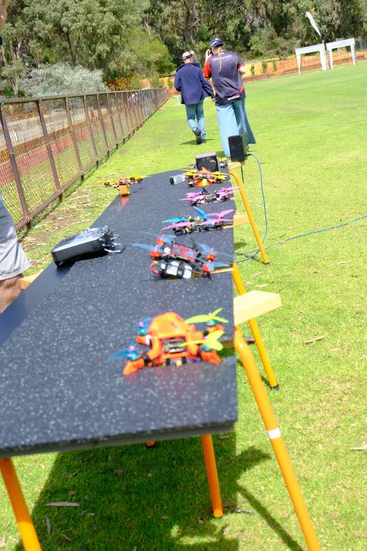Quads lined up on the launch table between heats